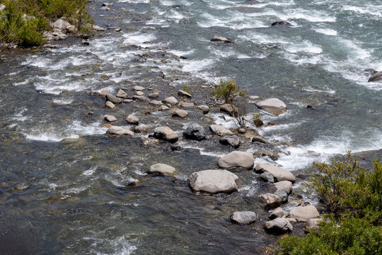 Nuble River at San Fabian de Alico in Maule, Chile 