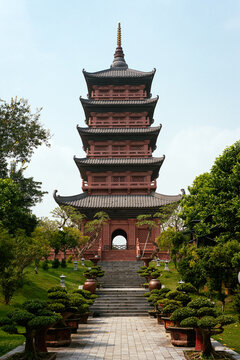 Old Buddhist shrine with garden