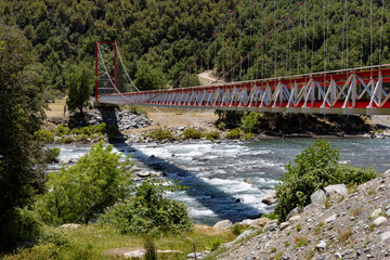 Pasarela Veguillas bridge over the Nuble River at San Fabian de Alico in Maule, Chile 