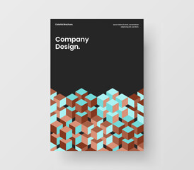 Fresh magazine cover design vector layout. Creative mosaic pattern corporate brochure template.