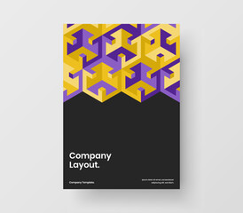 Multicolored geometric hexagons brochure concept. Abstract magazine cover vector design layout.