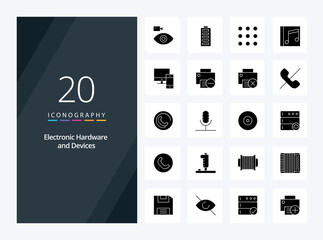 20 Devices Solid Glyph icon for presentation