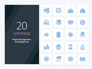 20 Project Management And Development Blue Color icon for presentation