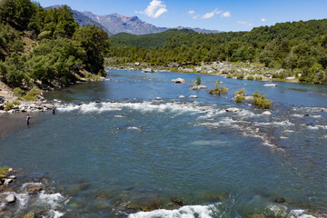 Landscape at Nuble River at San Fabian de Alico in Maule, Chile 
