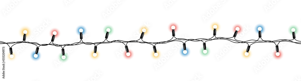 Canvas Prints vector seamless colorful christmas light garland pattern on transparent background