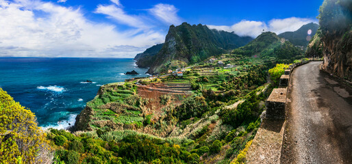 Madeira island, incredible beauty nature scenery. Viewpoint (Miradouro) of Sao Cristovao with...