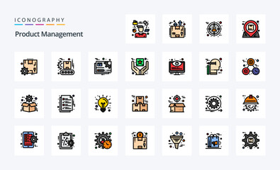 25 Product Management Line Filled Style icon pack