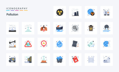 25 Pollution Flat color icon pack
