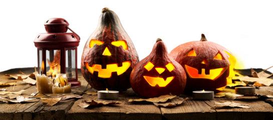 Halloween pumpkin on the desk with a scary face