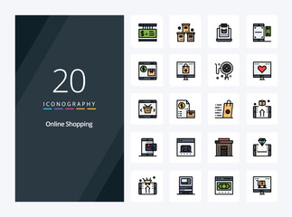 Fototapeta na wymiar 20 Online Shopping line Filled icon for presentation
