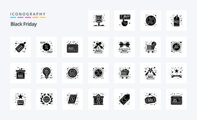 25 Black Friday Solid Glyph icon pack