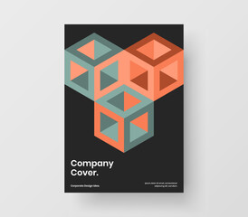 Fototapeta premium Modern leaflet A4 vector design template. Vivid mosaic tiles company identity layout.