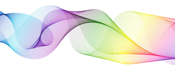 Rainbow line wave abstract design element.