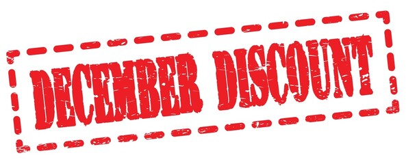 DECEMBER DISCOUNT text written on red stamp sign.