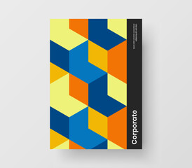 Premium cover A4 vector design template. Unique geometric tiles leaflet concept.