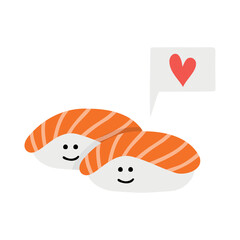 Japanese sushi in hand drawn style. Asian food for restaurants menu