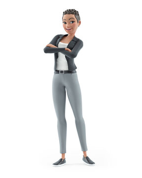 3d character woman arms crossed