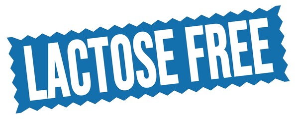 LACTOSE FREE text written on blue stamp sign.