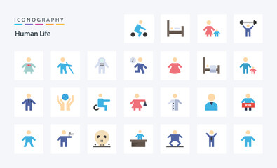 25 Human Flat color icon pack