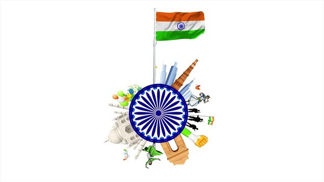 Indian incredible culture and diversity for Independence Day, Republic Day. Republic of India. 15 August. 26 January. Indian cultural animated video. Incredible India.