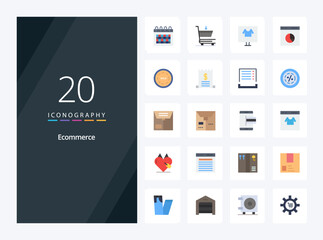 20 Ecommerce Flat Color icon for presentation