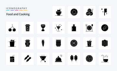 25 Food Solid Glyph icon pack