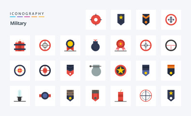 25 Military Flat color icon pack
