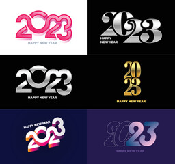 Big Set of 2023 Happy New Year logo text design 2023 number design template