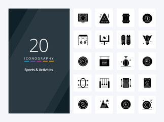 Fototapeta na wymiar 20 Sports Activities Solid Glyph icon for presentation