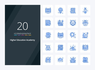 Fototapeta na wymiar 20 Academy Blue Color icon for presentation