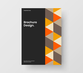 Colorful company brochure A4 design vector layout. Simple mosaic shapes front page concept.