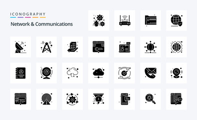 25 Network And Communications Solid Glyph icon pack