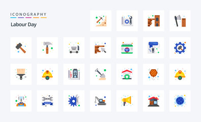 25 Labour Day Flat color icon pack