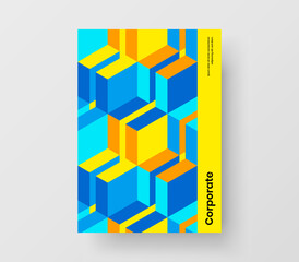 Modern postcard A4 vector design illustration. Vivid geometric shapes pamphlet concept.
