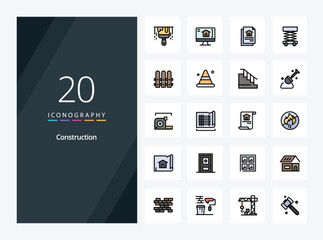 Fototapeta na wymiar 20 Construction line Filled icon for presentation