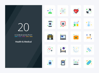 20 Health And Medical Flat Color icon for presentation