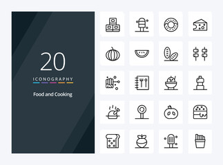20 Food Outline icon for presentation