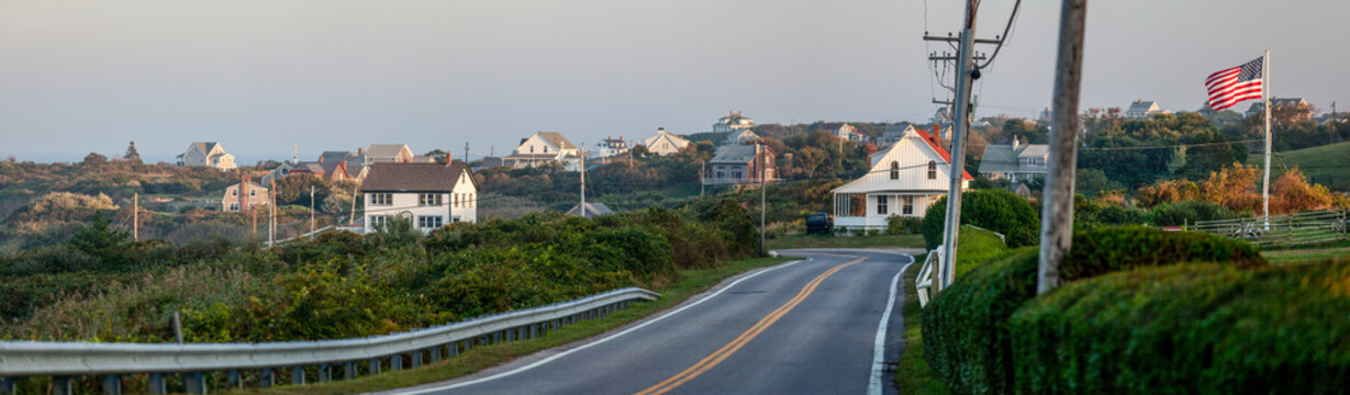 Houses on an island, Spring Street, Block Island, Washington County, Rhode Island, USA