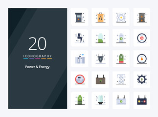 20 Power And Energy Flat Color icon for presentation