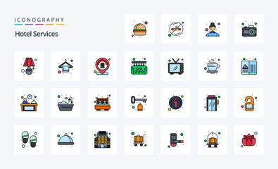 25 Hotel Services Line Filled Style icon pack
