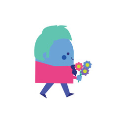 Illustration of man with flowers -  lifestyle facts attitude design