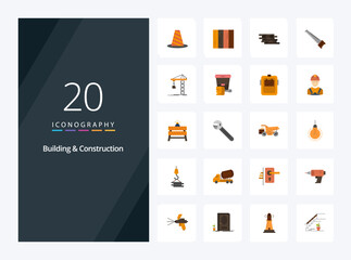 20 Building And Construction Flat Color icon for presentation