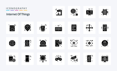 25 Internet Of Things Solid Glyph icon pack