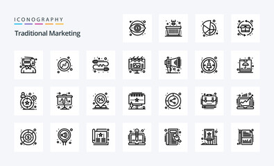 25 Traditional Marketing Line icon pack