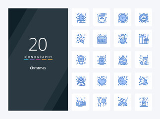 20 Christmas Blue Color icon for presentation