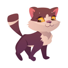 Funny Cat with Cute Snout as Domestic Pet Walking Vector Illustration