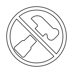 Hammer Restriction Icon In Line Style
