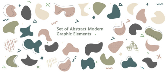 abstract background set memphis organic elements earth colors 