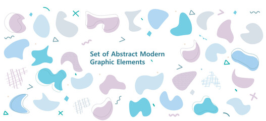 abstract background set memphis organic elements pastel colors 