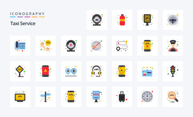 25 Taxi Service Flat color icon pack